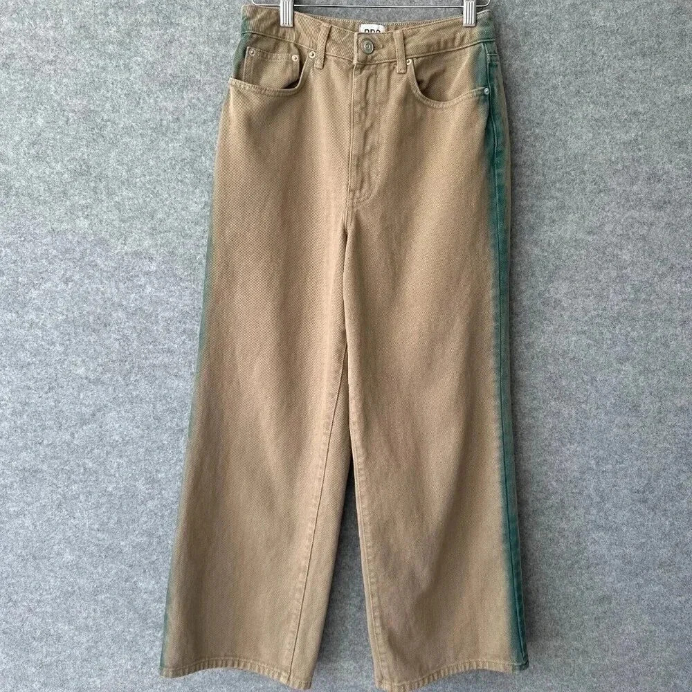 BDG Jeans Womens 27 Tan High and Wide Paint Side Stripe Crop Casual School Denim